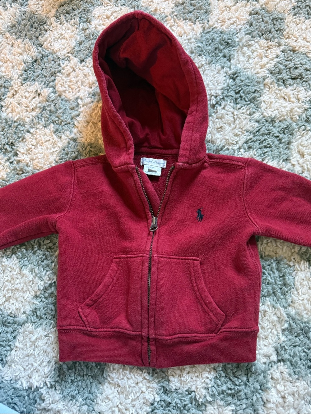 Ralph Lauren Kids Burgundy Zip-Up Fleece Hoodie